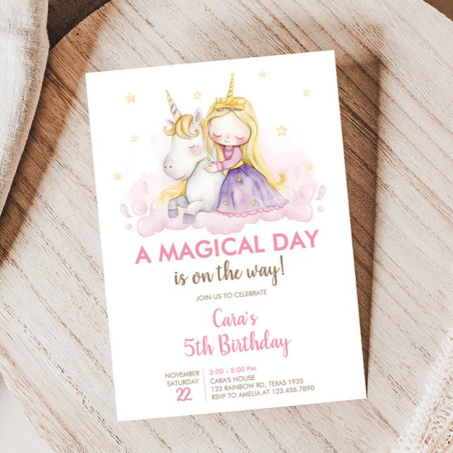 Convite A Magical Day Unicorn Birthday Party  (Unicorn Baby Shower Invitation)