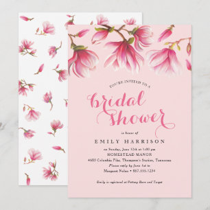Convite A magnólia cor-de-rosa floresce chá de panela