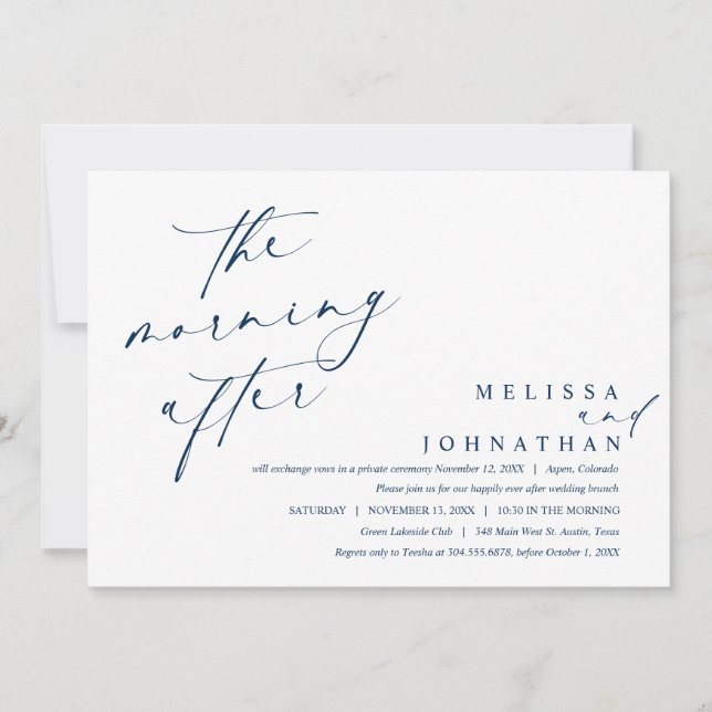 Convite A Manhã Depois, Poste Casamento Brunch (Frente)