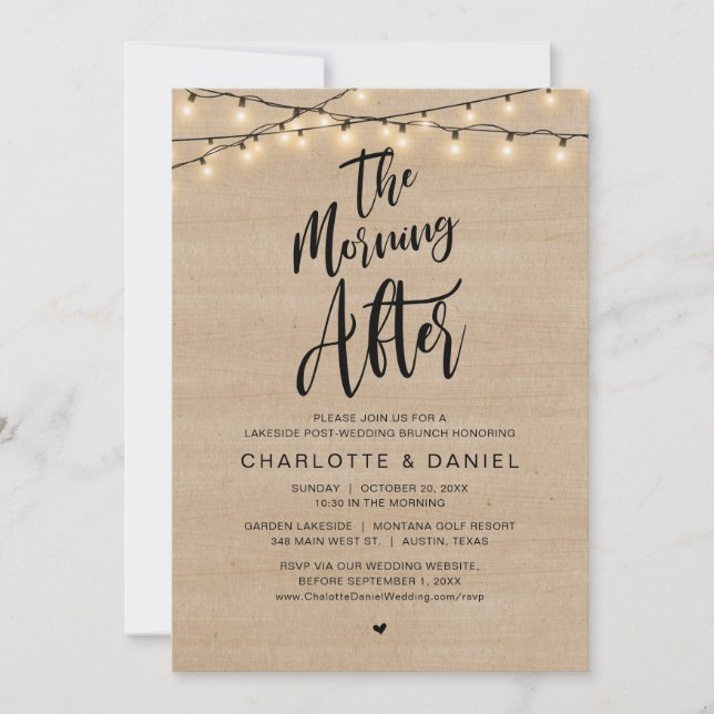 Convite A Manhã Depois, Poste Casamento Brunch (Frente)