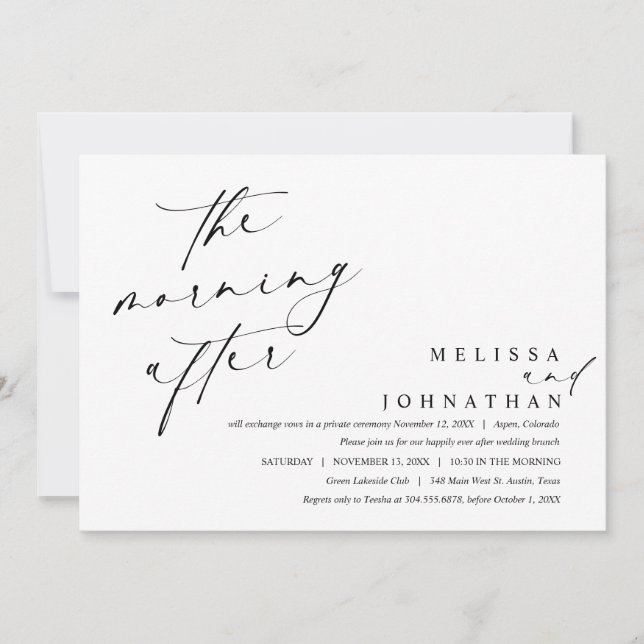 Convite A Manhã Depois, Poste Casamento Brunch (Frente)