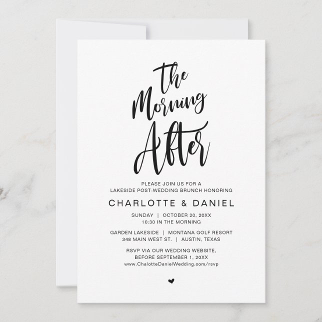 Convite A Manhã Depois, Poste Casamento Brunch (Frente)