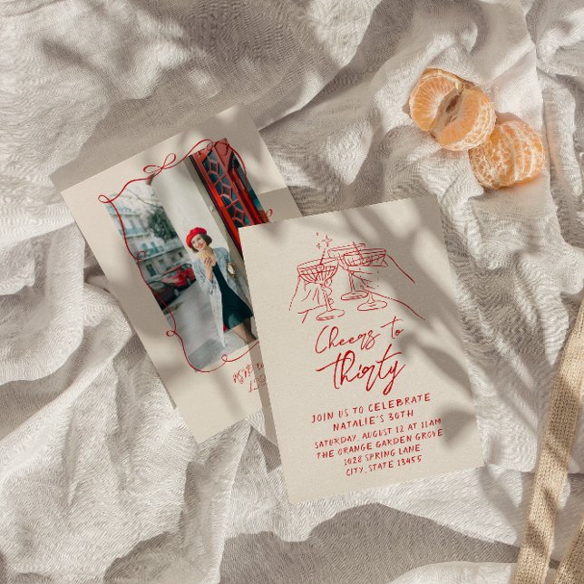 Convite A Mão Arrastou O Vosso Aniversário A Trinta 30 (Criador carregado)