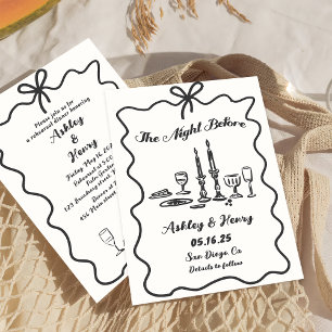 Convite A Mão Desenhou A Noite Antes Do Janto De Ensaio