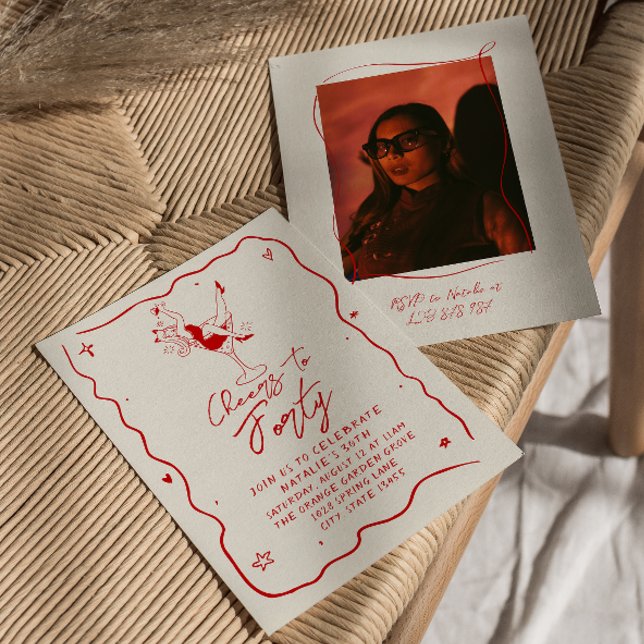 Convite A Mão Desenhou Saúde Para Quarenta E Quarenta Foto (Criador carregado)