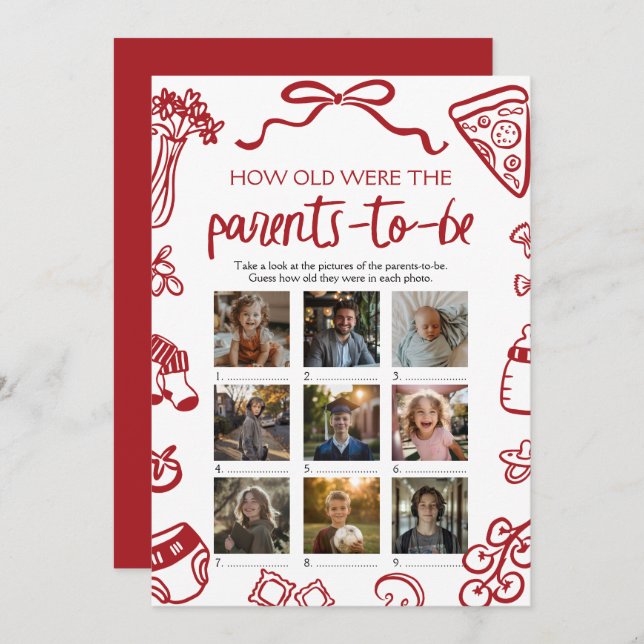 Convite A Mão Italiana Desenhou A Idade Do Jogo Dos Pais (Frente/Verso)