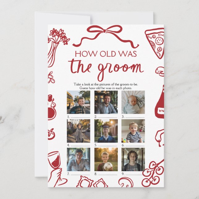 Convite A Mão Vermelha Italiana Desenhou A Idade Do Jogo D (Frente)