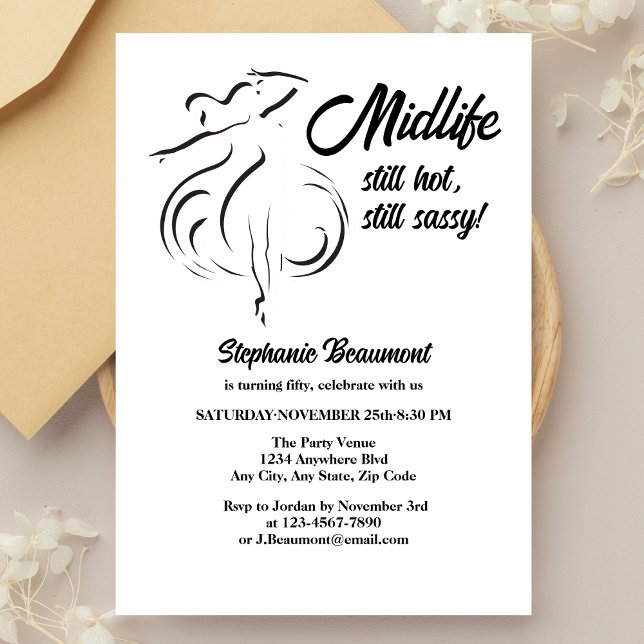 Convite A meia-vida da mulher engraçada ainda está quente  (Criador carregado)