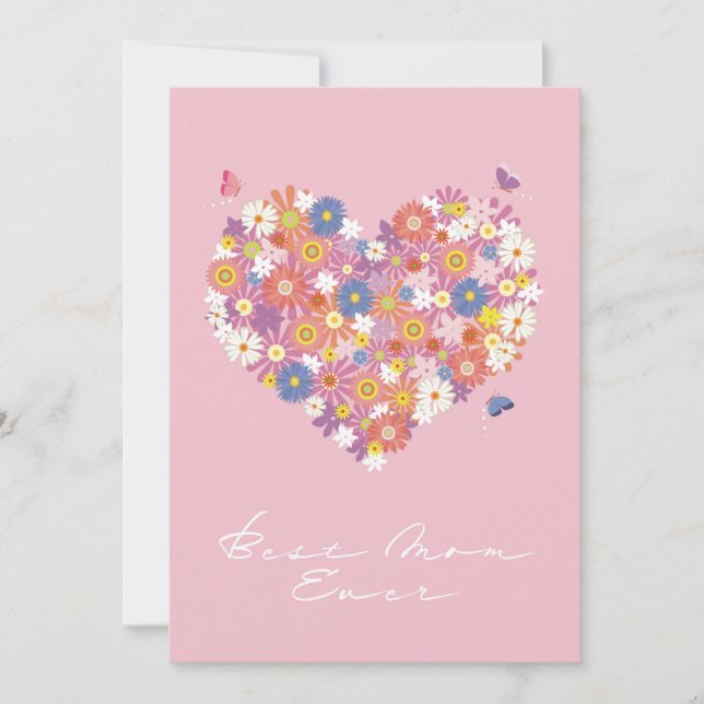 Convite A melhor mãe de sempre com flores (Frente)