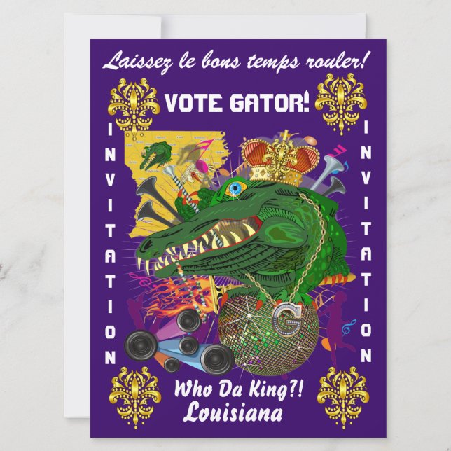 Convite A melhor visualização do Mardi Gras Party - Grande (Frente)