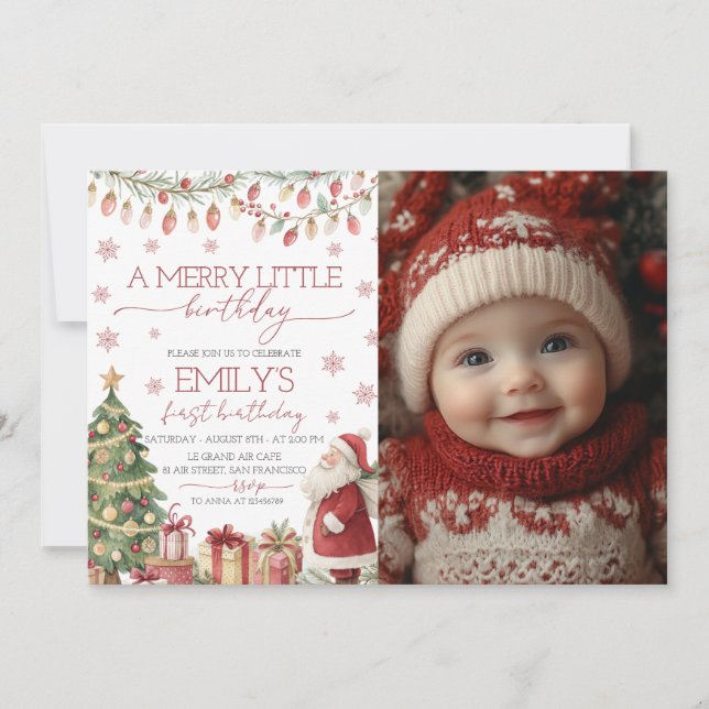 Convite A Merry Little Birthday Photo Invite (Frente)