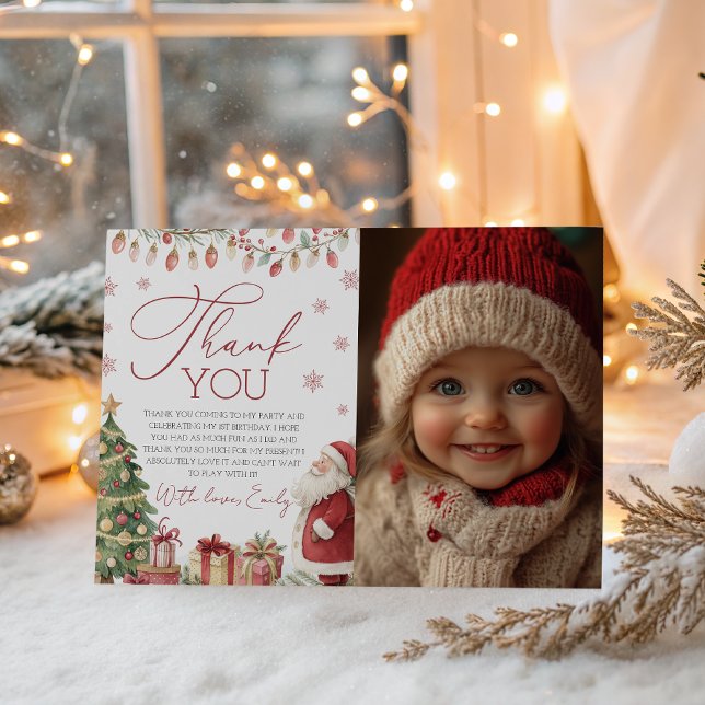 Convite A Merry Little Birthday Photo Thank You (Criador carregado)