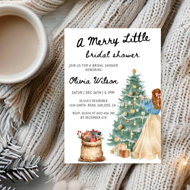 Convite A Merry Little Bridal Shower-Christmas Bride Party (Criador carregado)