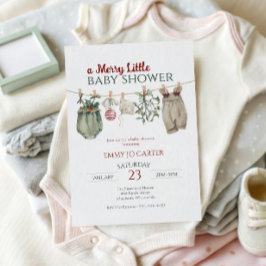 Convite A Merry Little Girl Baby Shower Christmas Clothes