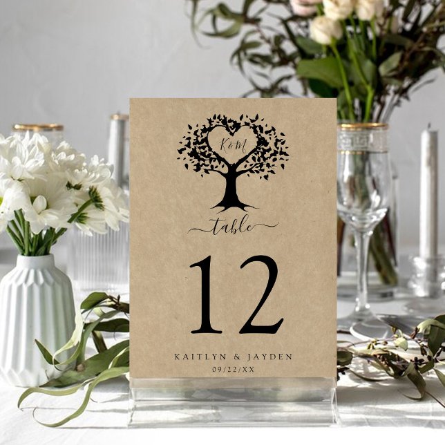 Convite A Mesa Rustic Heart Tree Wedding Collection No. (Criador carregado)