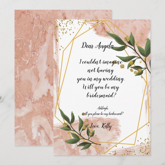 Convite A moderna Frame Dourada Ivory será minha dama de h (Frente/Verso)