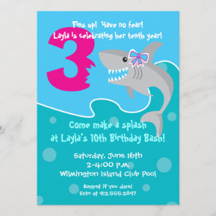 Convite A mordida do tubarão da menina convida o partido