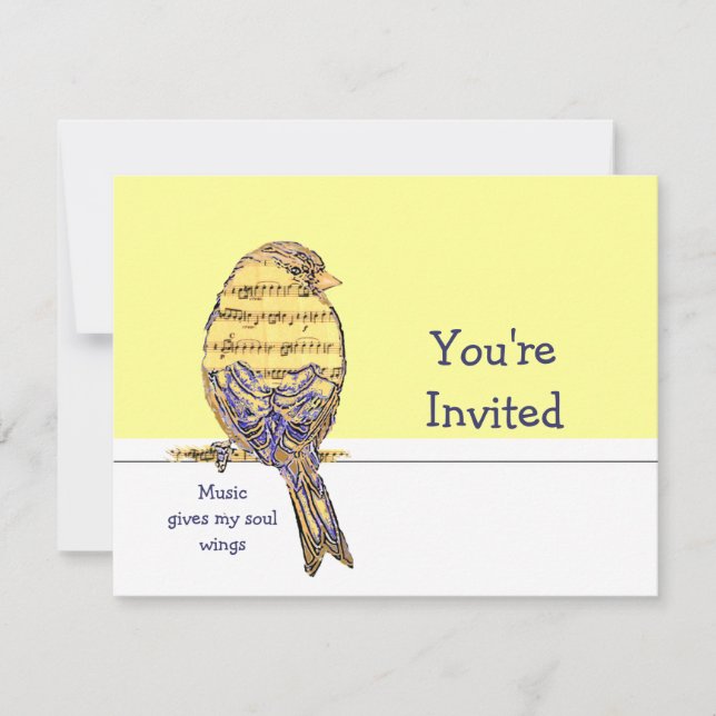 Convite A música dá as minhas almas de alma no Bird Party (Frente)