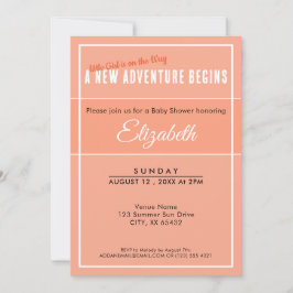 Convite A New Adventure Begins Peach Babyshower Invitation