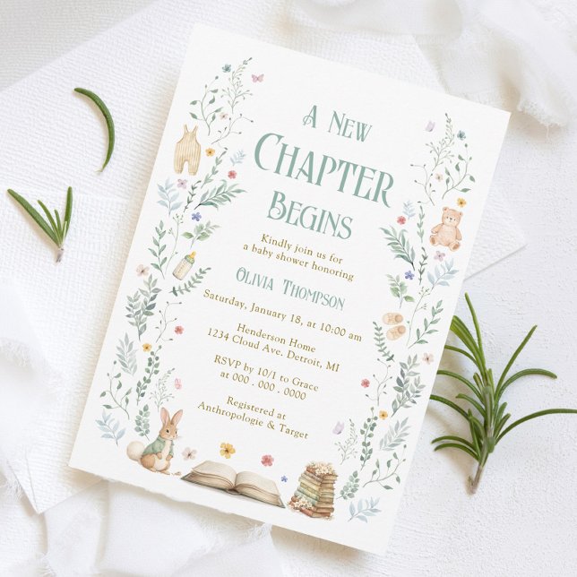 Convite A New Chapter Baby Shower Invitation (Criador carregado)