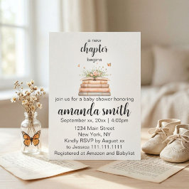 Convite A New Chapter Begins Baby Shower Invitation 