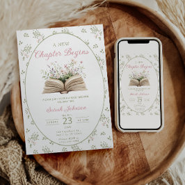 Convite A New Chapter Begins Baby Shower Invitation Story 