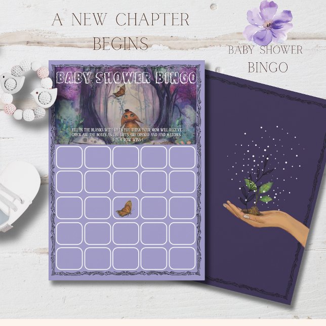 Convite A New Chapter Begins Bingo game Baby Shower Card (A New Chapter Begins Bingo game Baby Shower Invitation)