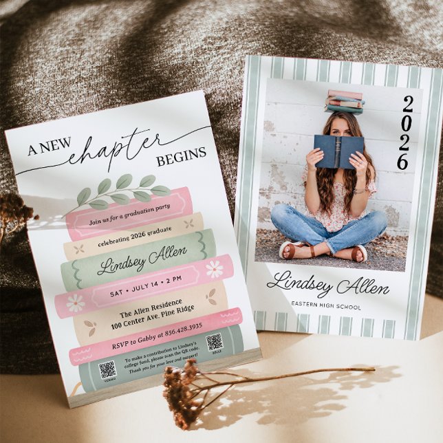 Convite A New Chapter Begins Book Theme Graduation Party (Criador carregado)