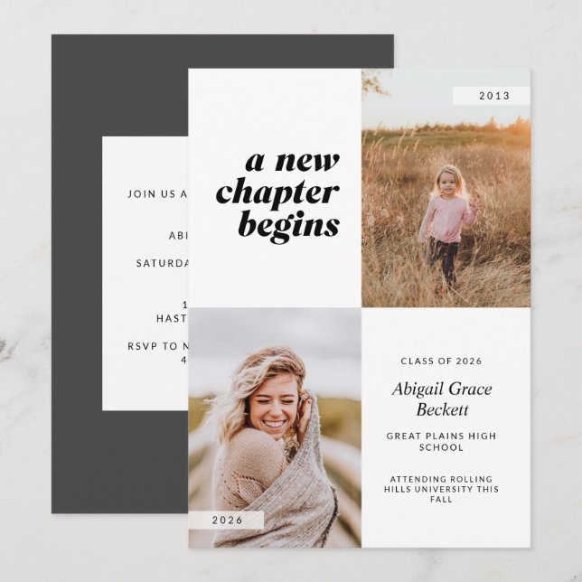 Convite A New Chapter Begins Graduation (Frente/Verso)