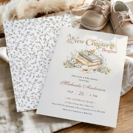 Convite A New Chapter Begins Rustic Book Theme Baby Shower