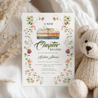 Convite A New Chapter Begins Storybook Baby Shower