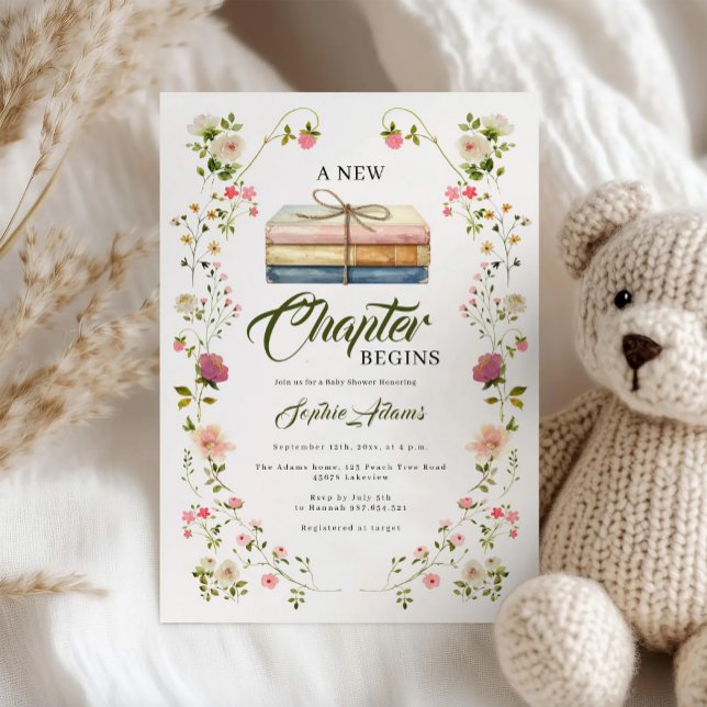 Convite A New Chapter Begins Storybook Baby Shower (Criador carregado)