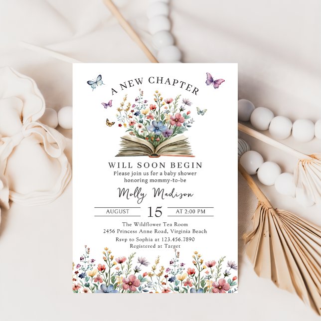 Convite A New Chapter Begins Storybook Baby Shower (Criador carregado)