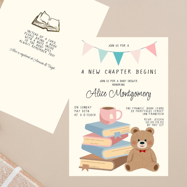 Convite A New Chapter Begins Storybook Boho Baby Shower  (Criador carregado)
