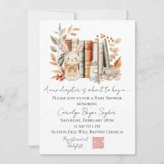 Convite A New Chapter is about to begin baby shower invite