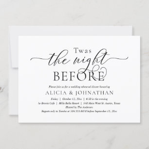 Convite A Noite Anterior, Jantar de Rehearsal de Casamento