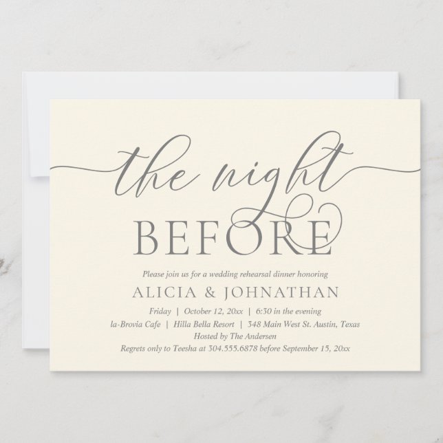 Convite A Noite Anterior, Jantar de Rehearsal de Casamento (Frente)