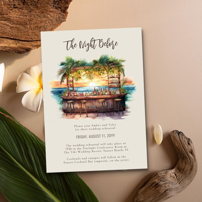 Convite A Noite Antes Do Ensaio De Casamento Da Praia Suns (The Night Before Rehearsal Invite from the Sunset Beach Wedding Collection by Darling & May)