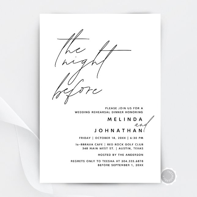 Convite A noite antes do Janto de ensaio de casamento t1 (The Night Before, Wedding Rehearsal Dinner  Invitation Card, in Modern Classy, Digital Download)