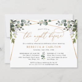 Convite A noite antes do Janto de ensaio Dourado Greeneras