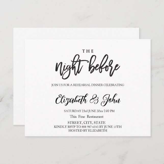 Convite A noite antes do simples Janto de ensaio (Frente/Verso)