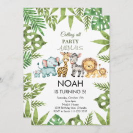 Convite à Noite de Animais da Selva Tropical Safar