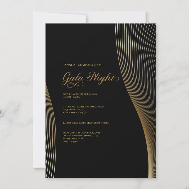 Convite à Noite de Gala, Empresa Dourada e Negra (Frente)