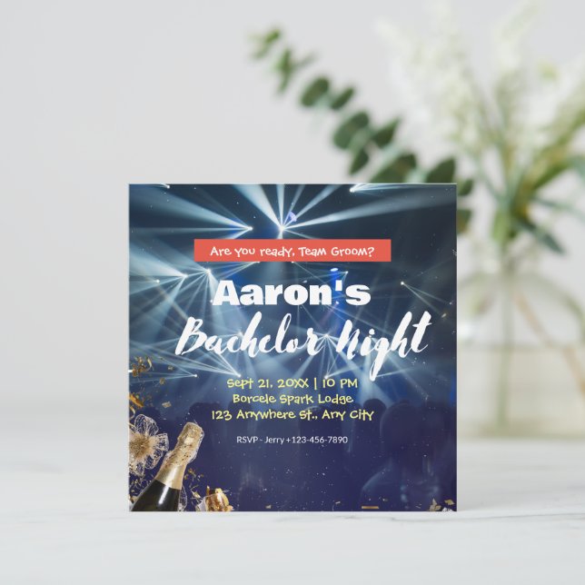 Convite à Noite de Solteiro de Sala de Festa Laran (Em pé/Frente)