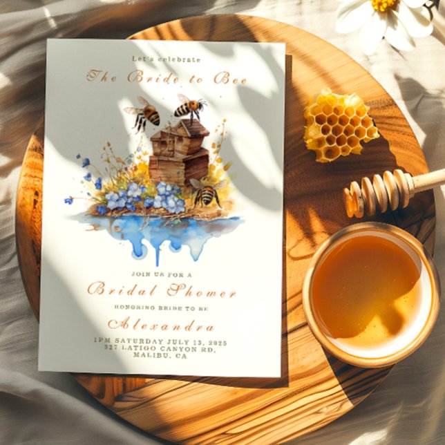 Convite A noiva do chá azul-aquarela (Criador carregado)