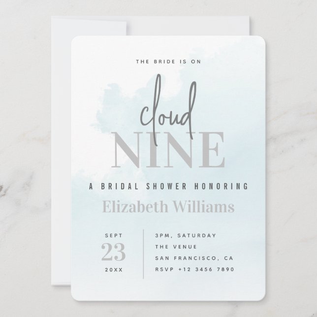 Convite A Noiva está no Chá de panela Moderno Cloud Nine (Frente)