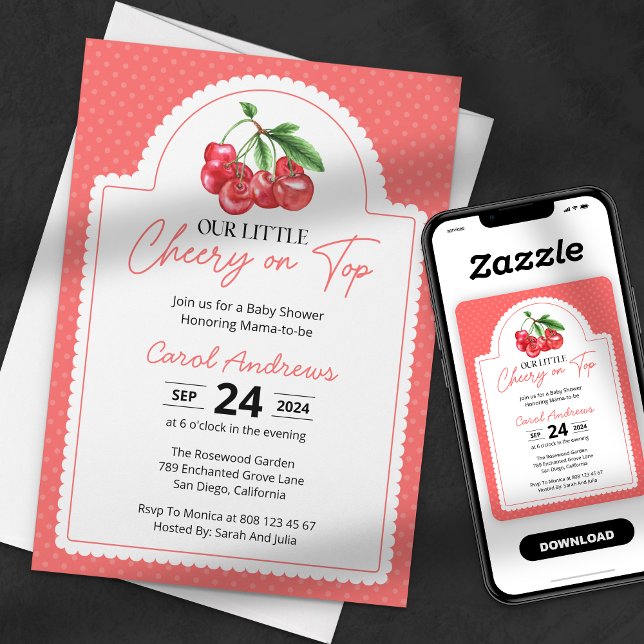 Convite A nossa pequena cerejeira no topo do Chá de fralda (Criador carregado)