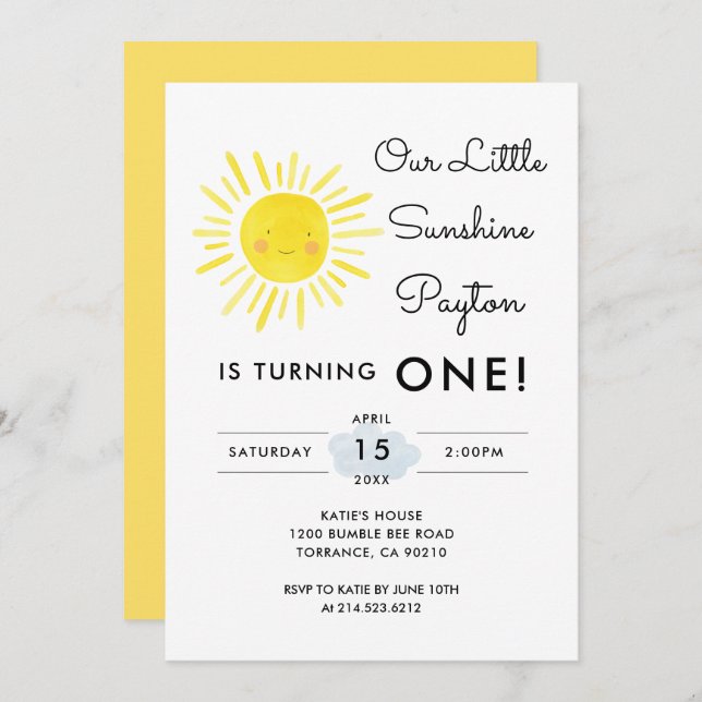 Convite A nossa pequena festa de primeiro aniversario de g (Frente/Verso)