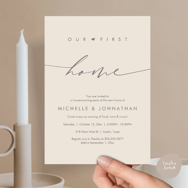 Convite A nossa primeira casa, festa do Aquecimento Domést (Our first home, Housewarming party celebration Invitation Card, PDF, Dark Grey Cream)