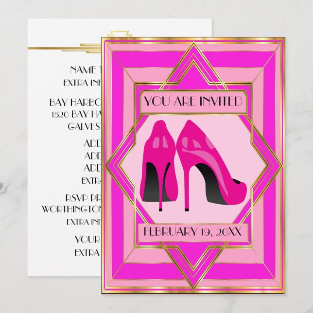 Convite à Ocasião Especial de Altos Cores Rosa (Frente/Verso)